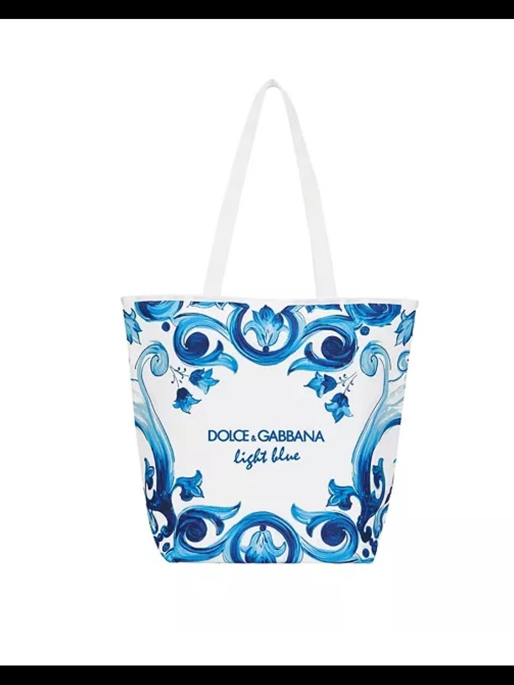 Dolce & Gabbana Light Blue White and Blue Printed Tote Bag